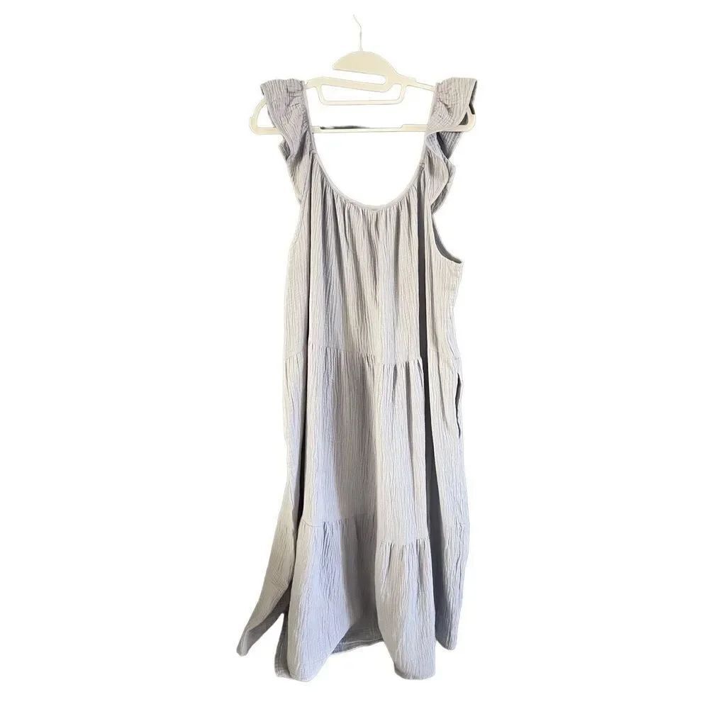 For Cynthia Womens Gray Cotton Tierred Off Shoulder Sheath Dress Size XL NWT